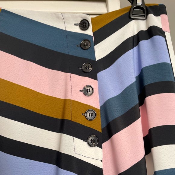 Topshop Asymmetrical Multicolor Stripe Skirt - Picture 3 of 7